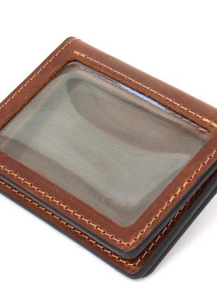 Шкіряна компактна візитниця grande pelle 11489 коричневий2 фото