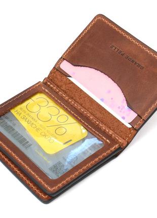 Шкіряна компактна візитниця grande pelle 11489 коричневий3 фото