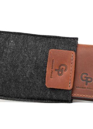 Шкіряна компактна візитниця grande pelle 11489 коричневий5 фото
