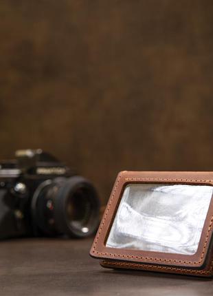 Шкіряна компактна візитниця grande pelle 11489 коричневий7 фото