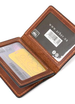 Шкіряна компактна візитниця grande pelle 11489 коричневий4 фото