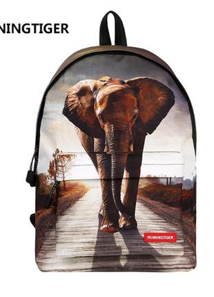 Рюкзак городской слон, саванна принт, ранец унисекс