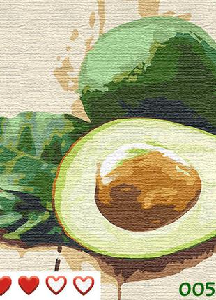 Картина по номерам авокадо, цветной холст, 40*40 см, без коробки barvi, украина1 фото