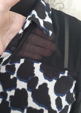 Блуза next в леопардовый принт, с шифоновыми вставками4 фото