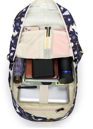 Рюкзак темный с единорогами /  школьный /  городской / на каждый день /  3в1 /  с пеналом и сумкой для обедов3 фото