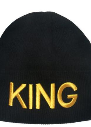 Шапка king / шапка бини / мужская шапка / головной убор / черная шапка
