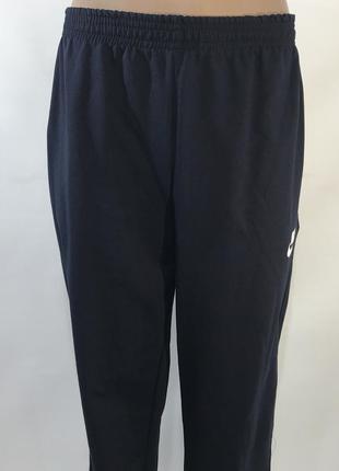 Спортивные штаны (больших размеров) прямые, трикотажные, темно-синие / посадка высокая4 фото