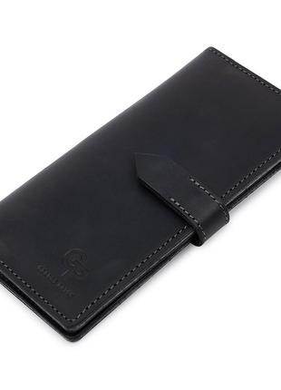 Стильное матовое мужское портмоне grande pelle 11560 черный1 фото