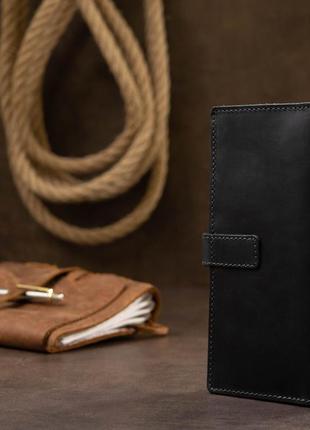 Стильное матовое мужское портмоне grande pelle 11560 черный7 фото