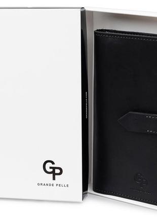Стильное матовое мужское портмоне grande pelle 11560 черный5 фото