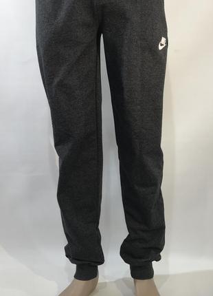 Спортивні штани (великих розмірів) в стилі nike під манжет темно сірі3 фото