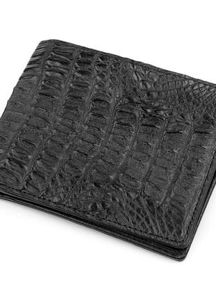 Гаманець ekzotic leather з натуральної шкіри крокодила (каймана) чорний cw761 фото