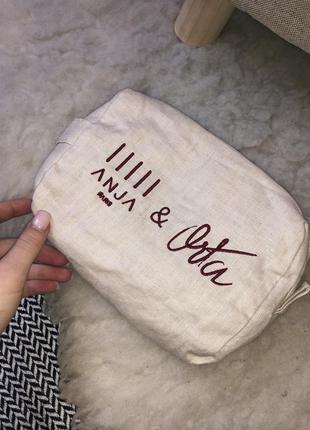 Лляна косметичка anja натуральна на блискавці оригінал містка