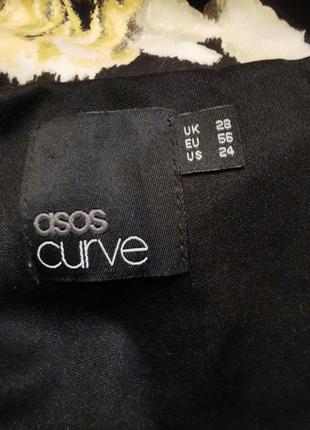 Блуза топ из плотного трикотажа стрейч в принт цветы розы asos curve батал большого размера 28 56 646 фото