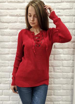 Червоний базовий светр, джемпер кофта2 фото
