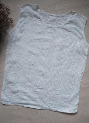 Натуральная белая майка блузка вышитая