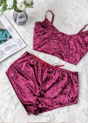 Оксамитова піжама майка + шорти