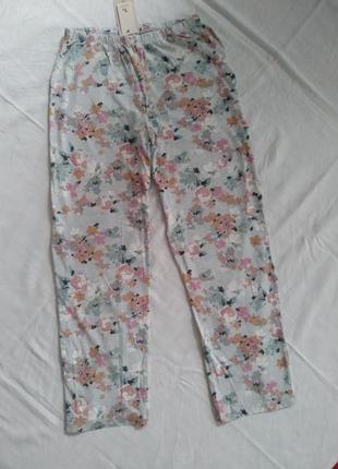 Хлопковые трикотажные пижамные штаны цветочный принт бренда tu uk 10 eur 3810 фото