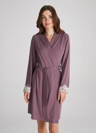 Домашній халат на запах фіолетового кольору ellen lgm 200/07/01