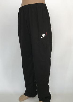 Спортивные штаны (большие размеры) прямые, трикотажные, черные1 фото