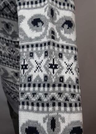 Мужской шерстяной свитер с орнаментом rewac турецкий светло-серый8 фото