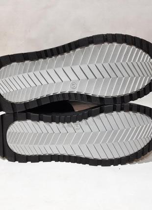 41,44 чоловічі теплі спортивні черевики шкіряні зимові кросівки на хутрі чорні з білими вставками7 фото