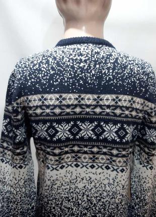 Мужской зимний шерстяной свитер с орнаментом rewac турецкий темно-синий