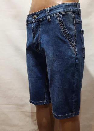 Мужские джинсовые бриджи ниже колен с карманами синие6 фото