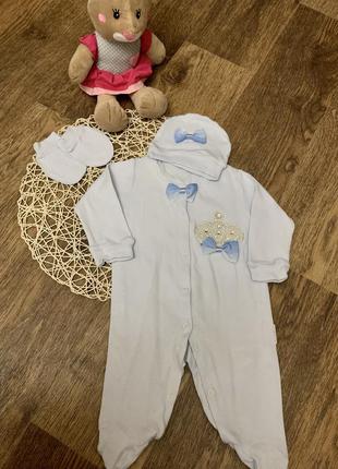 Человечек с шапочкой и царапками на 3- 6 мес.