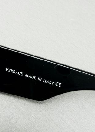 Versace стильные женские солнцезащитные очки сине бежевый градиент в чёрной оправе6 фото