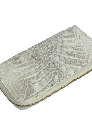 Кошелек ekzotic leather из натуральной кожи крокодила бежевый  (cw 82_1)