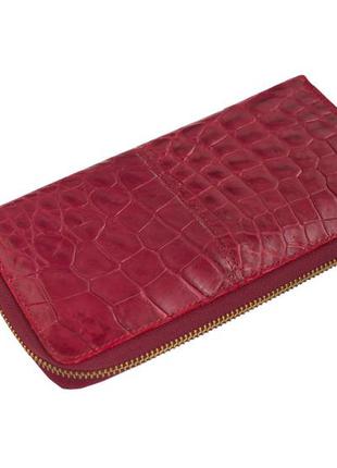 Гаманець ekzotic leather з натуральної шкіри крокодила бордовий (cw 82_4)