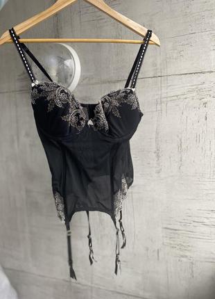 Чёрный  корсет с подтяжками сексуальное эротическое белье amour1 фото