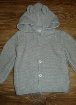 Next некст 12-18 міс сірий трикотажний кардиган з оздобленням "ведмідь"
