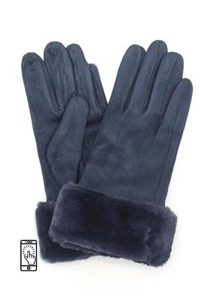 Женские перчатки темно-синего цвета размер 7-8