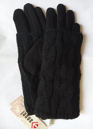 Женские черные перчатки с вязанной накладкой размер 7-8