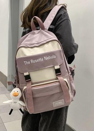 Розовый рюкзак с надписью4 фото