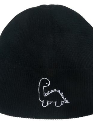 Шапка c динозавром /шапка женская / черная шапка/мужская шапка/ подростковая шапка