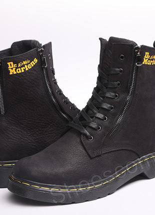 Мужские зимние ботинки, берцы, сапоги в стиле dr.martens кожаные черные