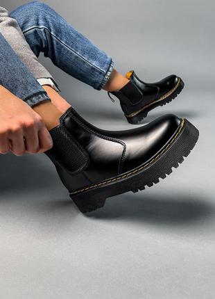 Ботинки челси женские dr. martens мех зимние черные черевики челсі жіночі др мартенсы мартенси чорні9 фото