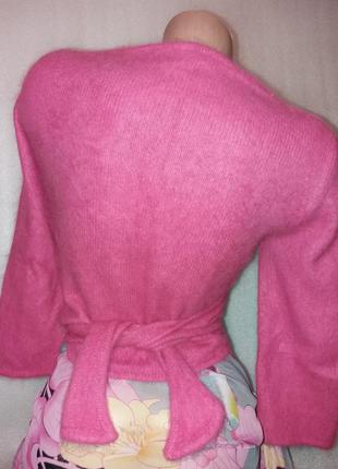 Тёплая ангоровая короткая розовая кофта, накидка, болеро4 фото