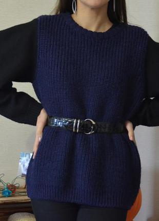 Оригинальный теплющий свитер из шерсти, размер м4 фото