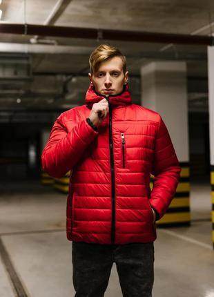 Пуховик куртка мужская удлиненная теплая красная / пуховік курточка чоловіча подовжена червона5 фото