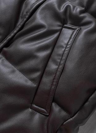 Cтеганая куртка-пуховик из искусственной кожи zara8 фото