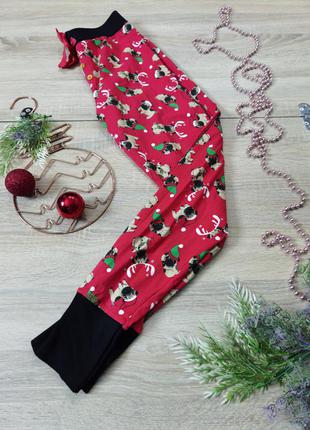 Штани з трикотажні з новорічним принтом розміру 10-12/m1 фото