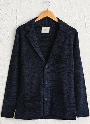 Синий мужской пиджак lc waikiki/лс вайкики, меланжевый, c 3-мя накладными карманами