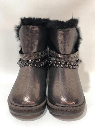 38 р. жіночі чоботи на хутрі. зимові теплі бронзові маломірки остання пара2 фото