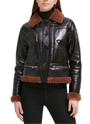 Guess пальто куртка дублянка з штучної шкіри з флісовою обробкою (s)