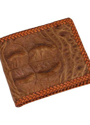Гаманець зі шкіри крокодила з опліткою коричневий (cw17_1)