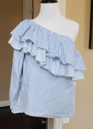 Блуза в полоску на одно плече с рюшами zara1 фото